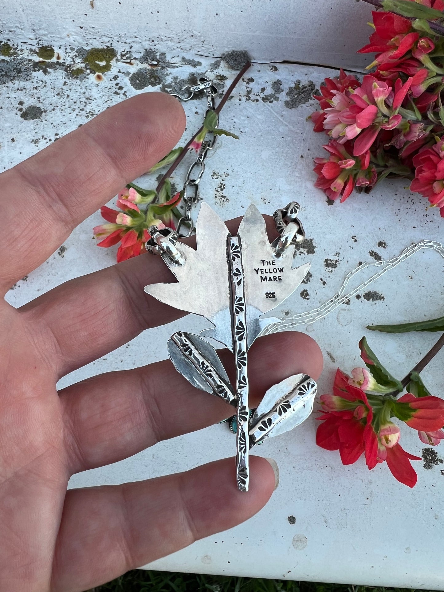 Indian paintbrush necklace