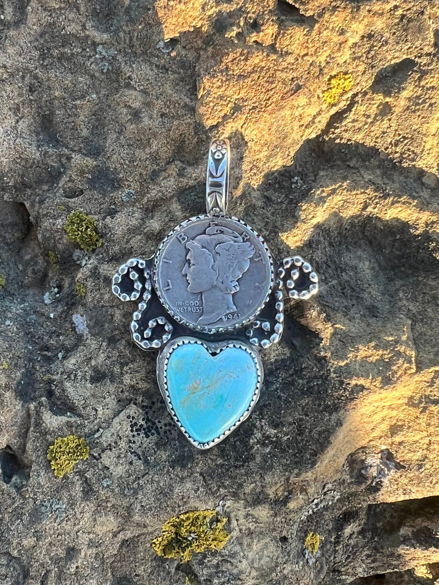Mercury dime heart pendant