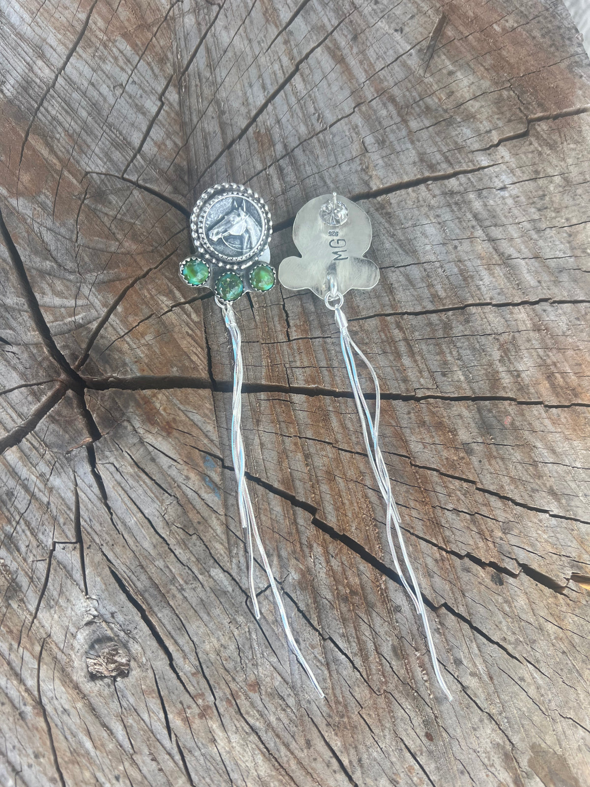 Sterling silver Horse head dangle earrings
