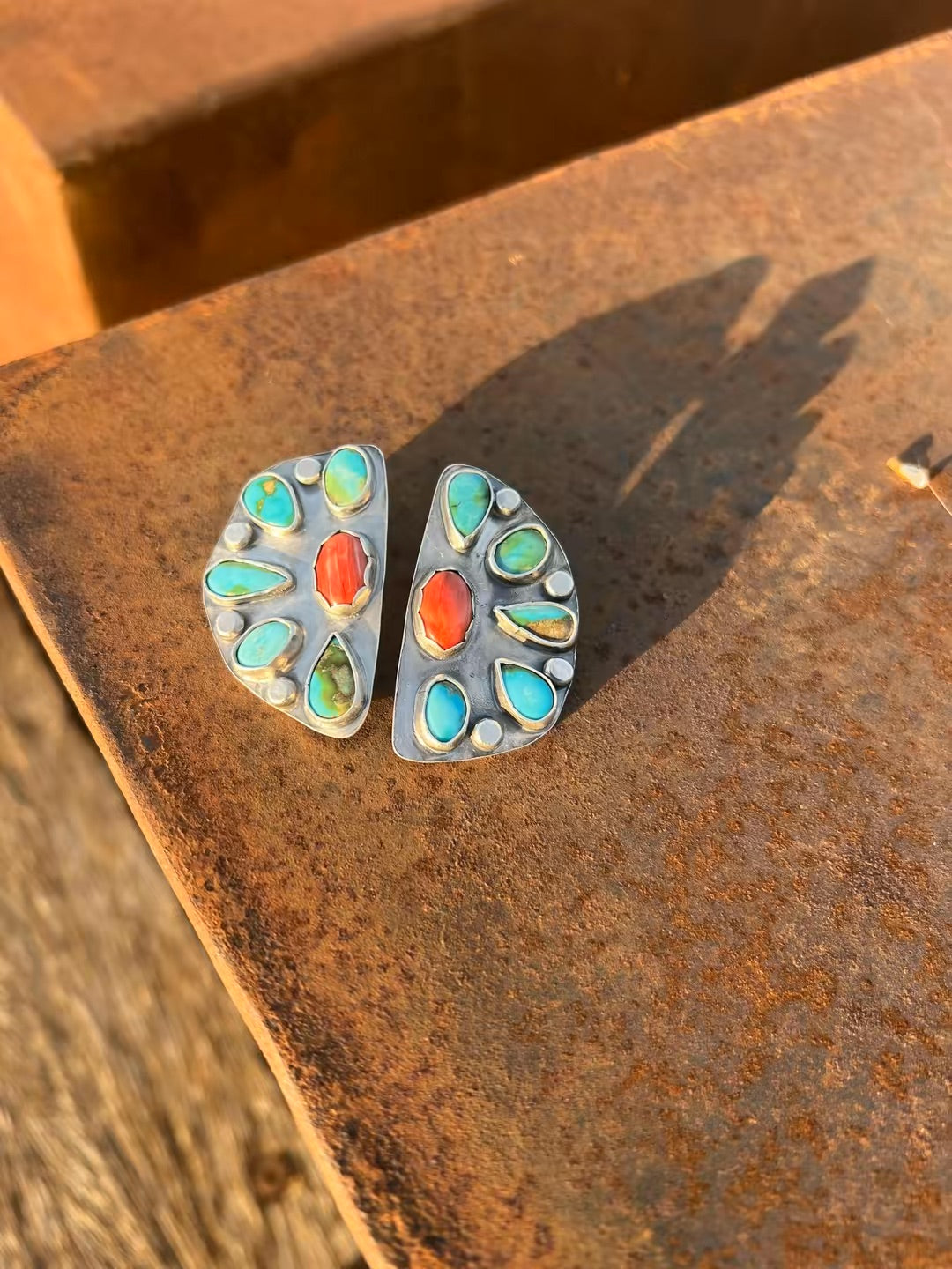 Sterling sliver half cluster earrings