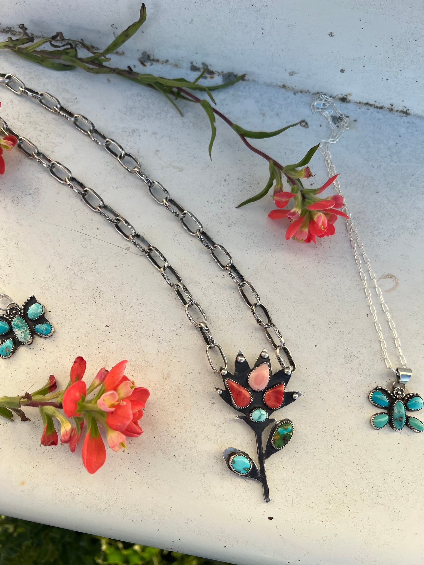 Indian paintbrush necklace