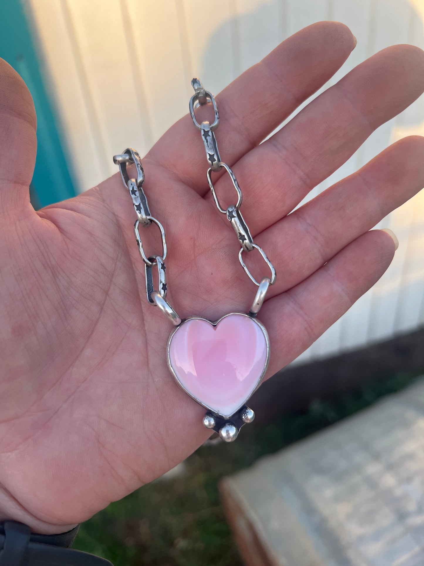 Pink Conch Heart Necklace