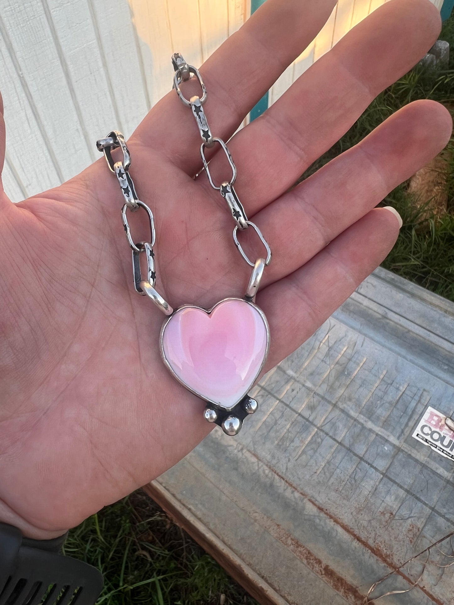 Pink Conch Heart Necklace