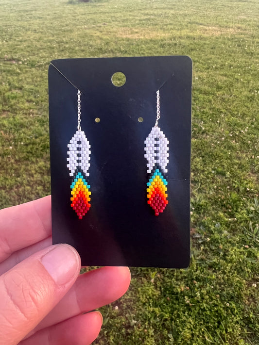 Beaded feather earrings