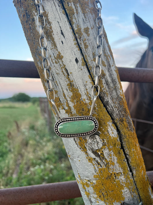 Seafoam kingman turquoise bar necklace