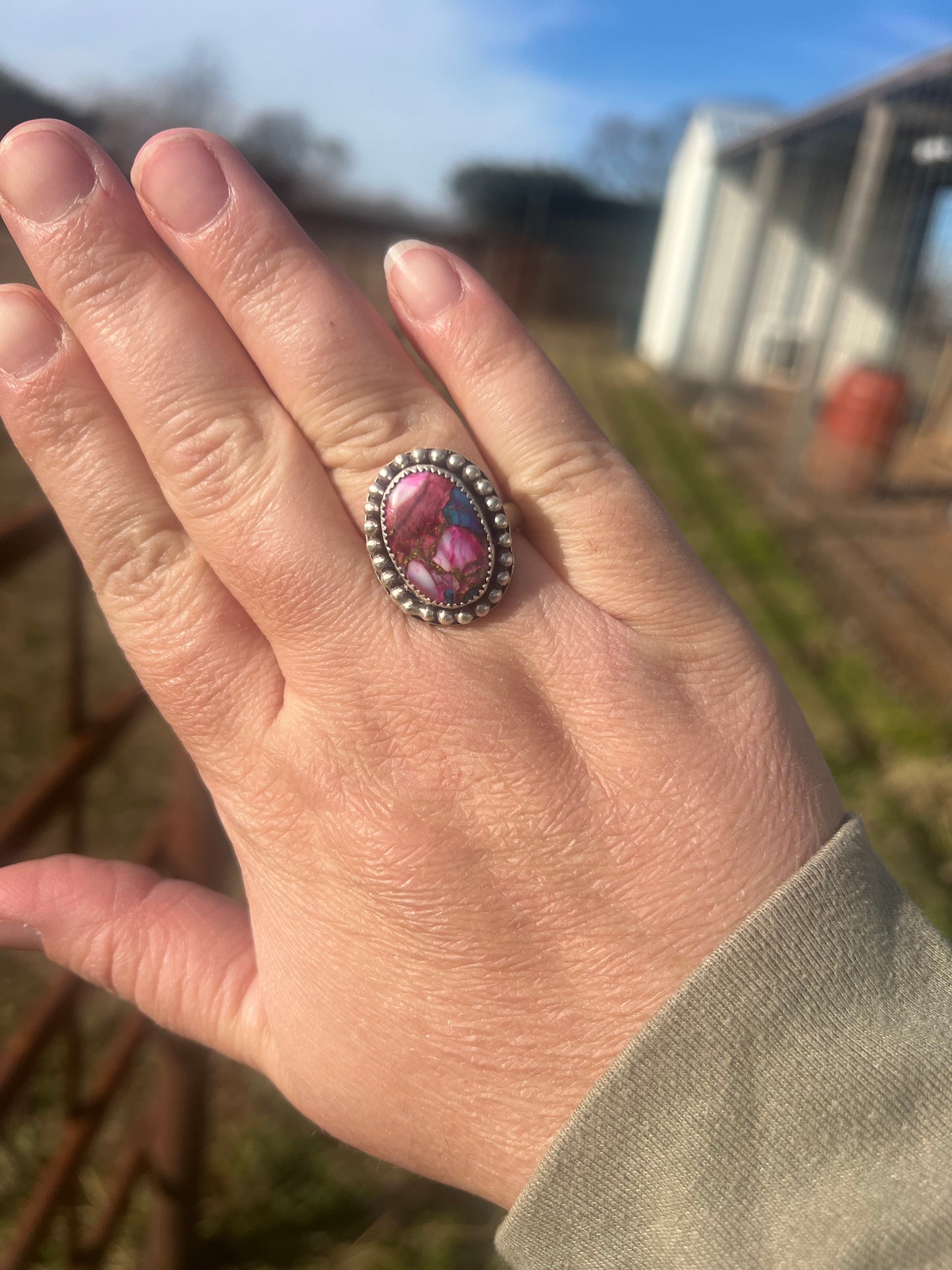 Purple Dahlia turquoise ring