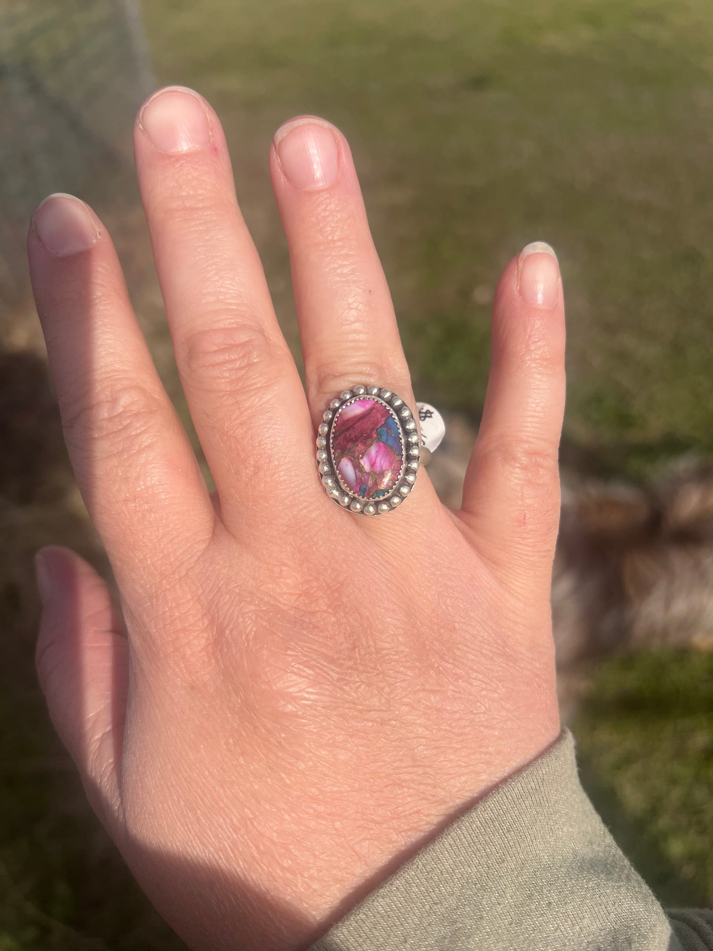 Purple Dahlia turquoise ring