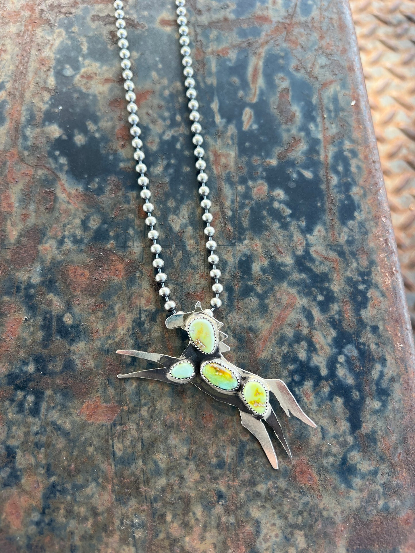 Pally Horse Necklace — Palomino Variscite | 18" Sterling Silver Bead Chain