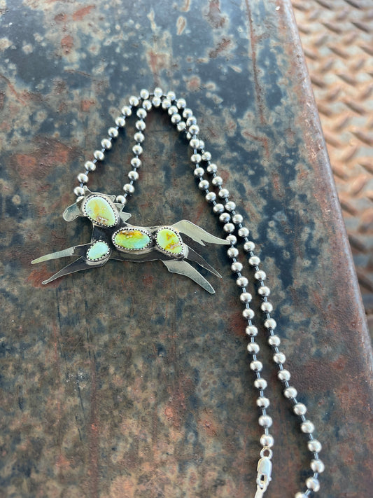Pally Horse Necklace — Palomino Variscite | 18" Sterling Silver Bead Chain