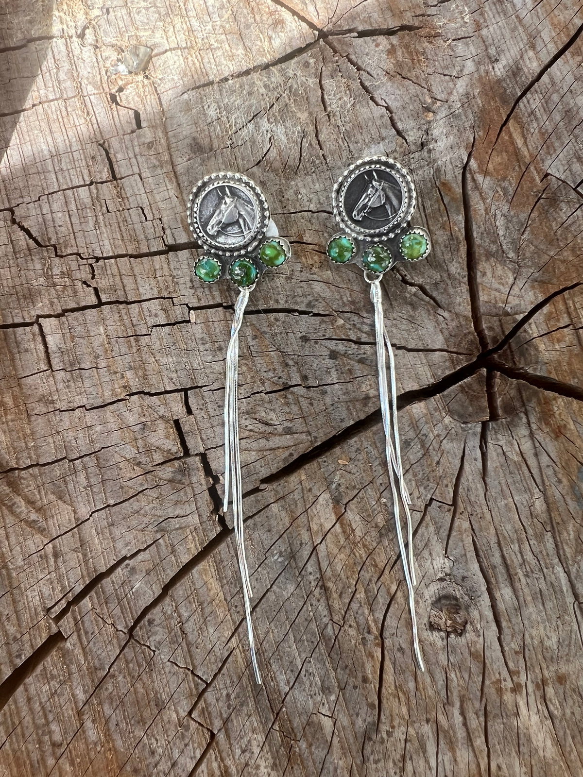 Sterling silver Horse head dangle earrings