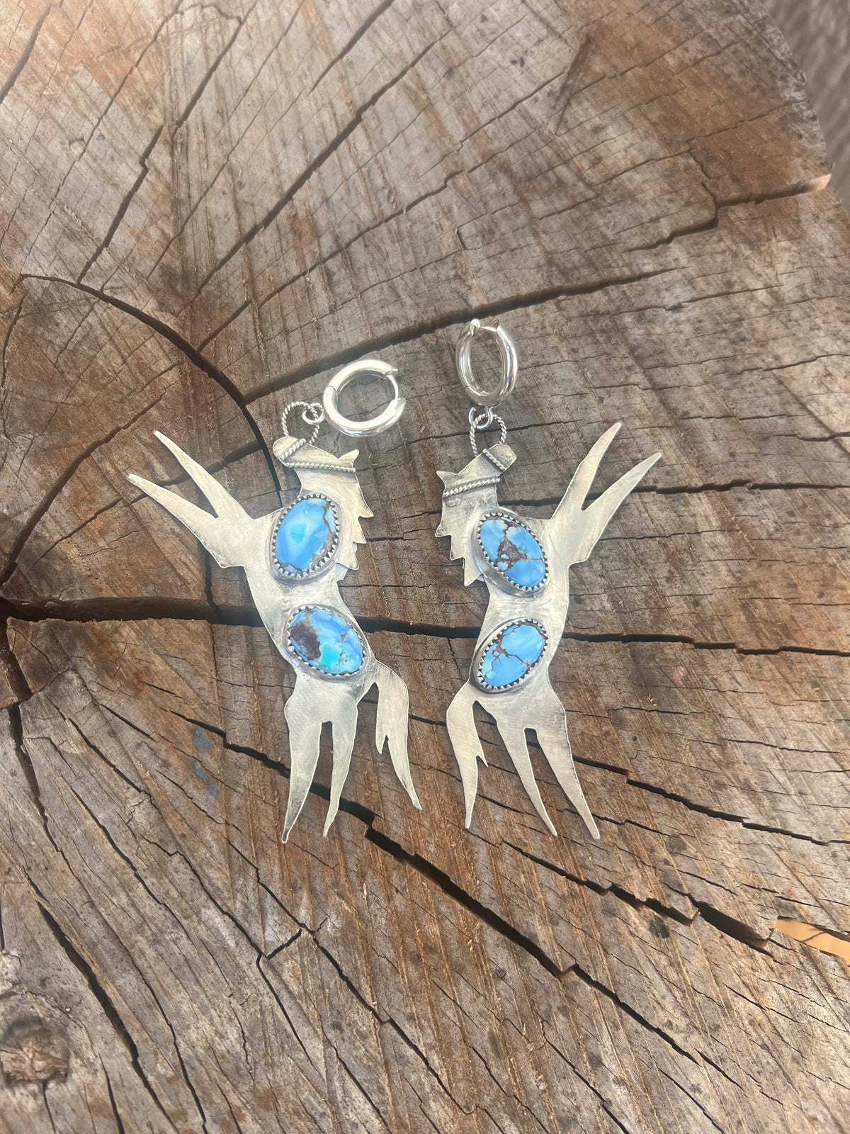 Wild horse earring with golden hills turquoise
